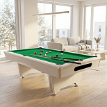 Бильярдный стол для пула Dynamic Billard "Triumph Plus" 8 футов (матово-белый) в комплекте, аксессуары и сукно